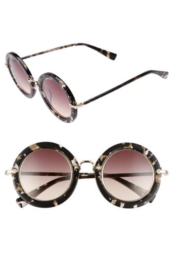 Women's Derek Lam Madison 46mm Round Sunglasses - Black Crystal Tortoise