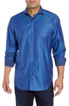 Men's Bugatchi Classic Fit Embroidered Sport Shirt - Blue