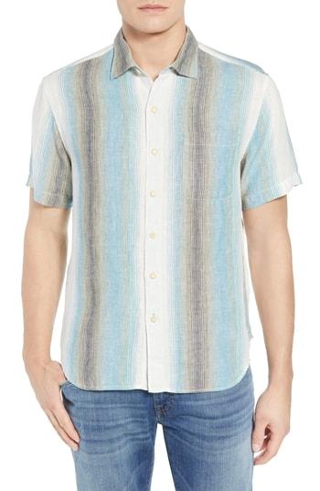 Men's Tommy Bahama Sanchez Stripe Linen Sport Shirt - Blue