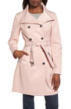 Women's Guess Hooded Piped Trench Coat - Pink