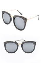 Women's Nem Haute Line 55mm Angular Sunglasses - Dark Marble W Silver Mirror