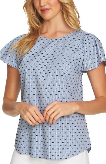 Women's Cece Mini Gingham Clip Dot Top, Size - Blue