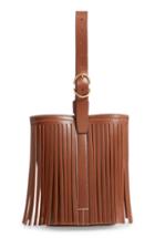 Trademark Small Fringe Leather Bucket Bag - Brown