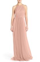 Women's Monique Lhuillier Bridesmaids Chiffon & Tulle Halter Gown - Pink