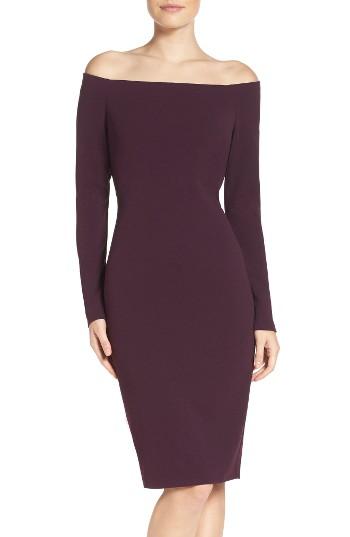 Women's Eliza J Off The Shoulder Scuba Sheath Dress - Purple