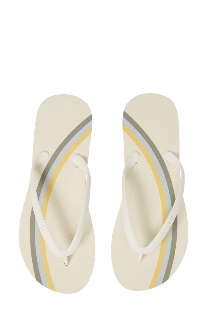 Women's Tidal New York Rainbow Stripe Flip Flop M - White