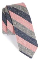 Men's The Tie Bar Varios Stripe Silk Skinny Tie, Size - Pink