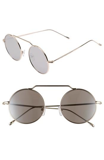 Women's Circus By Sam Edelman 51mm Brow Bar Round Sunglasses - Silver