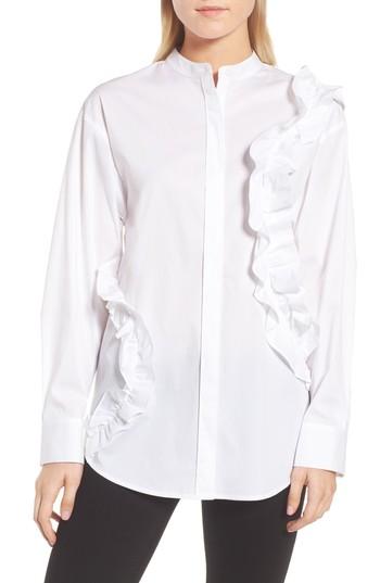 Women's Trouve Ruffle Poplin Top - White