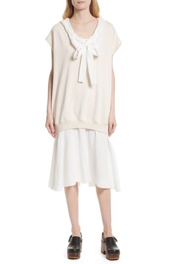 Women's See By Chloe Hooded Sweatshirt Overlay Dress - White