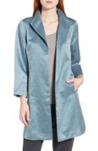 Women's Eileen Fisher High Collar Long Jacket - Blue