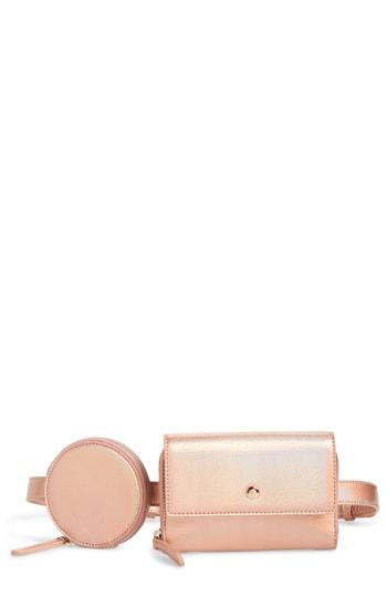Malibu Skye Geo Faux Leather Belt Bag - Metallic