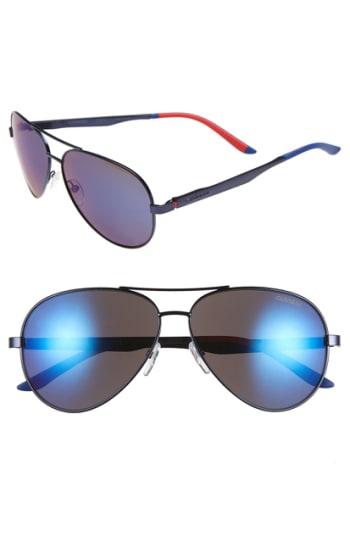 Men's Carrera Eyewear 59mm Metal Aviator Sunglasses - Matte Blue/ Grey Blue Mirror