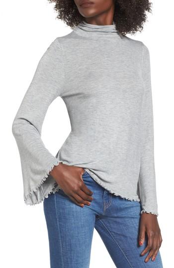 Women's Bp. Bell Sleeve Turtleneck, Size - Grey