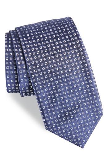 Men's Boss Medallion Neat Silk Tie, Size - Blue
