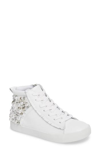 Women's Steve Madden Bayside Embellished Sneaker M - White