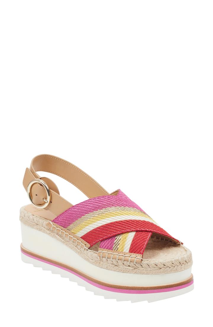Women's Marc Fisher Ltd Glenna Platform Slingback Sandal .5 M - Pink