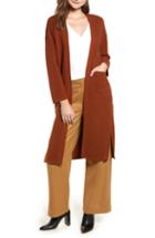 Women's J.o.a. Ribbed Button Side Cardigan - Brown