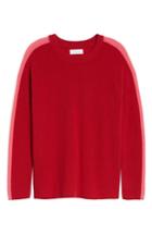 Women's Velvet By Graham & Spencer Stripe Sleeve Cashmere Sweater - Red