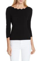 Women's Milly Scallop Neck Sweater, Size - Black