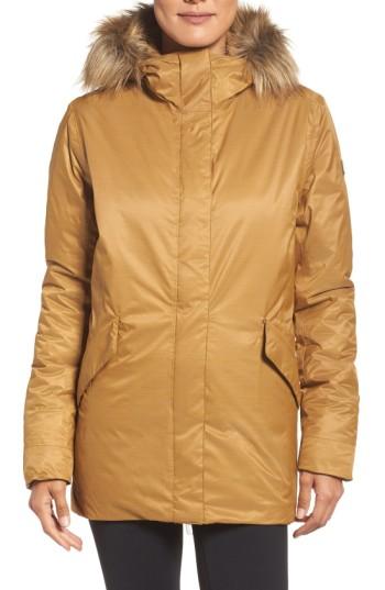 Women's Helly Hansen Hilton Waterproof Parka With Faux Fur Trim - Beige