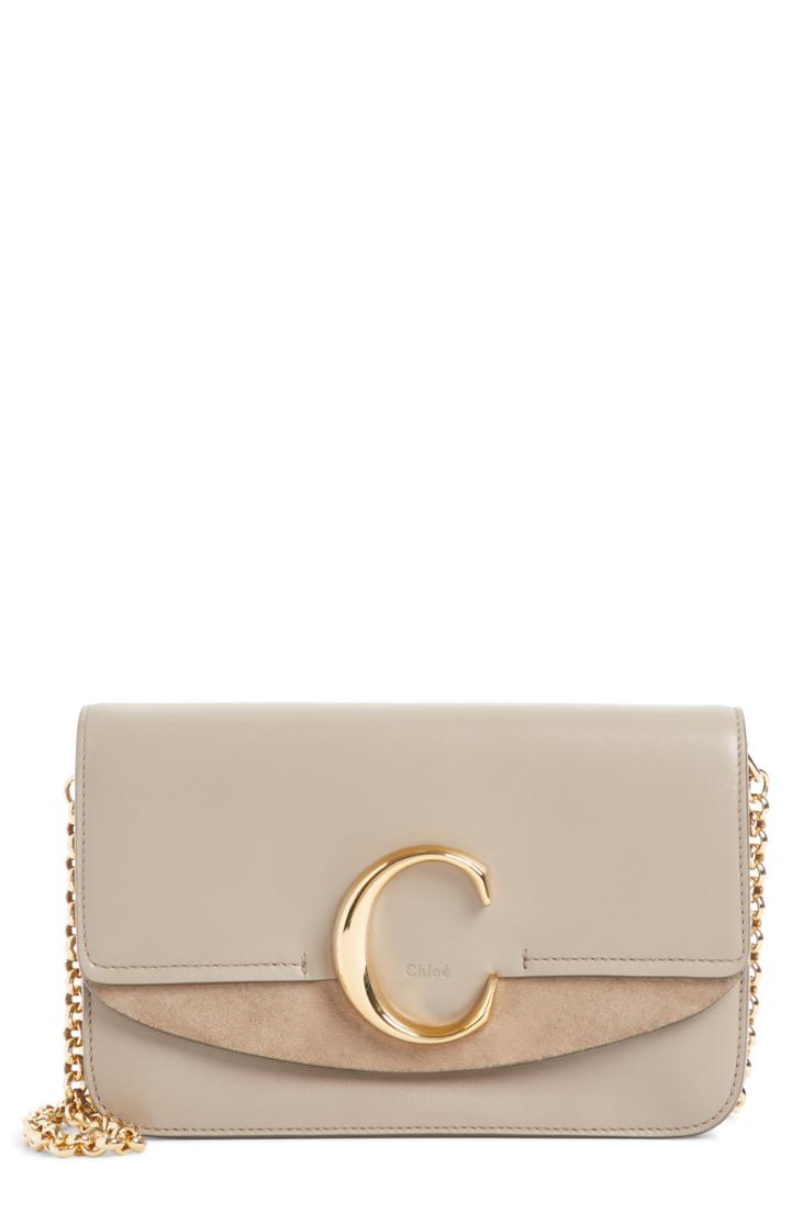 Chloe Mini Leather Shoulder Bag - Grey