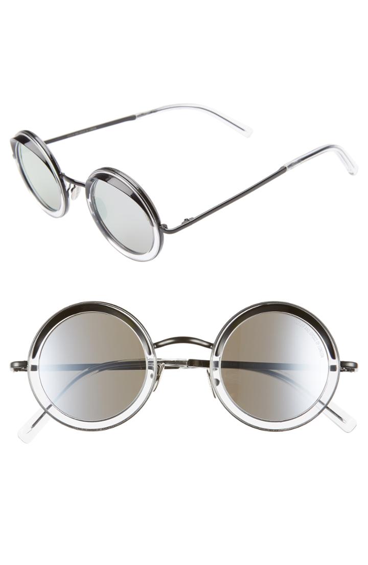 Women's Cutler And Gross 44mm Polarized Round Sunglasses - Black Metal