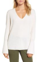 Women's Nordstrom Signature Rib Knit Cashmere Bell Sleeve Sweater - Ivory