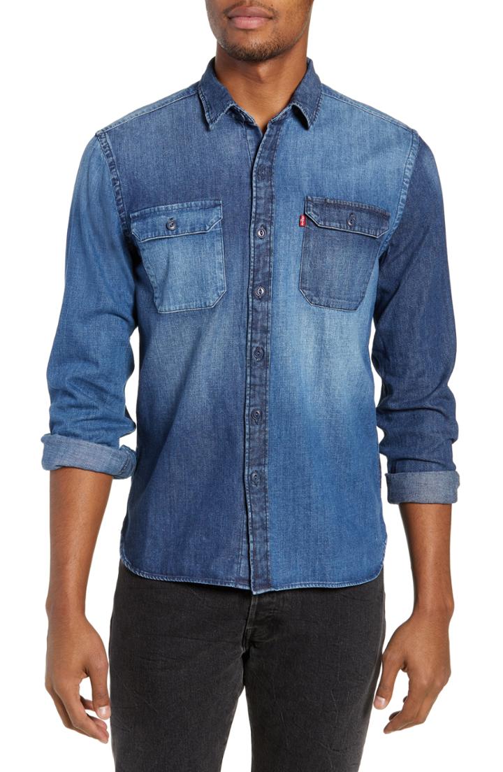 Men's Levi's Jackson Pieced Denim Shirt - Blue