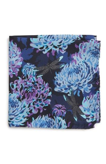 Men's Eton Crane Silk Pocket Square, Size - Blue