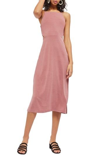 Women's Topshop Cutout Side Midi Slipdress Us (fits Like 0-2) - Pink