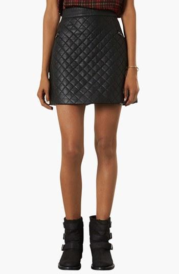 Topshop Quilted A-line Skirt