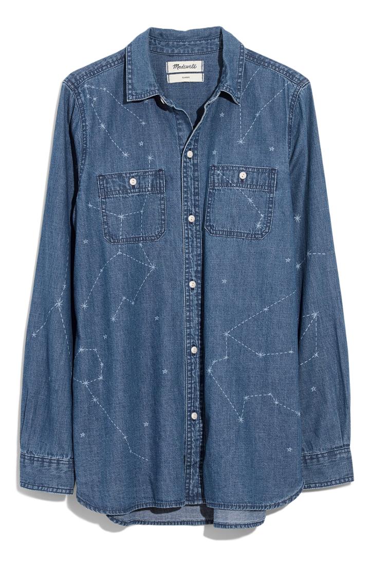 Women's Madewell Denim Classic Ex-boyfriend Shirt, Size - Blue