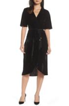 Women's Fraiche By J Velvet Faux Wrap Dress - Black