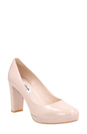 Women's Clarks Kendra Sienna Almond Toe Pump .5 M - Beige