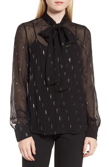 Women's Boss Bavimea Tie Neck Metallic Detail Blouse