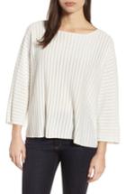 Women's Eileen Fisher Ribbed Bateau Neck Sweater, Size - White