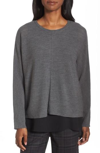 Women's Eileen Fisher Merino Wool Sweater, Size - Grey