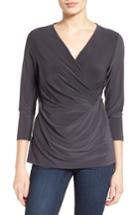 Women's Nic+zoe Solid Faux Wrap Top - Blue