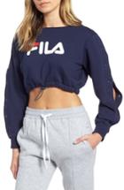 Women's Fila Snap Sleeve Crop Sweatshirt - Blue