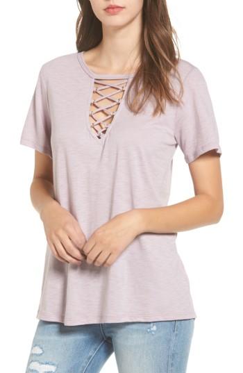 Women's Socialite Grommet Lace-up Tee - Purple