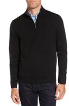 Men's Nordstrom Men's Shop Quarter Zip Wool Pullover, Size - Black