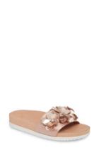 Women's Linea Paolo Lotus Embellished Flower Sandal Slide M - Beige