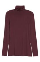 Petite Women's Halogen Long Sleeve Turtleneck, Size P - Burgundy