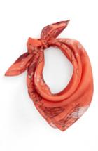 Women's Sole Society Floral Print Silk Neck Scarf, Size - Coral