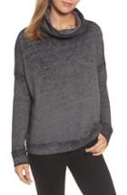 Women's Caslon Burnout Back Pleat Sweatshirt, Size - Black