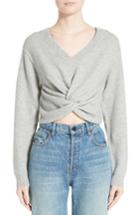 Women's T By Alexander Wang Twist Front Wool & Cashmere Sweater - Grey