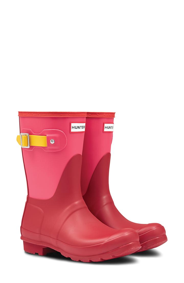 Women's Hunter Original Colorblock Short Waterproof Boot M - Red