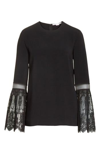 Women's Stella Mccartney Tulle Cuff Stretch Cady Blouse Us / 42 It - Black
