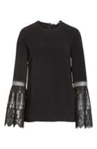 Women's Stella Mccartney Tulle Cuff Stretch Cady Blouse Us / 42 It - Black